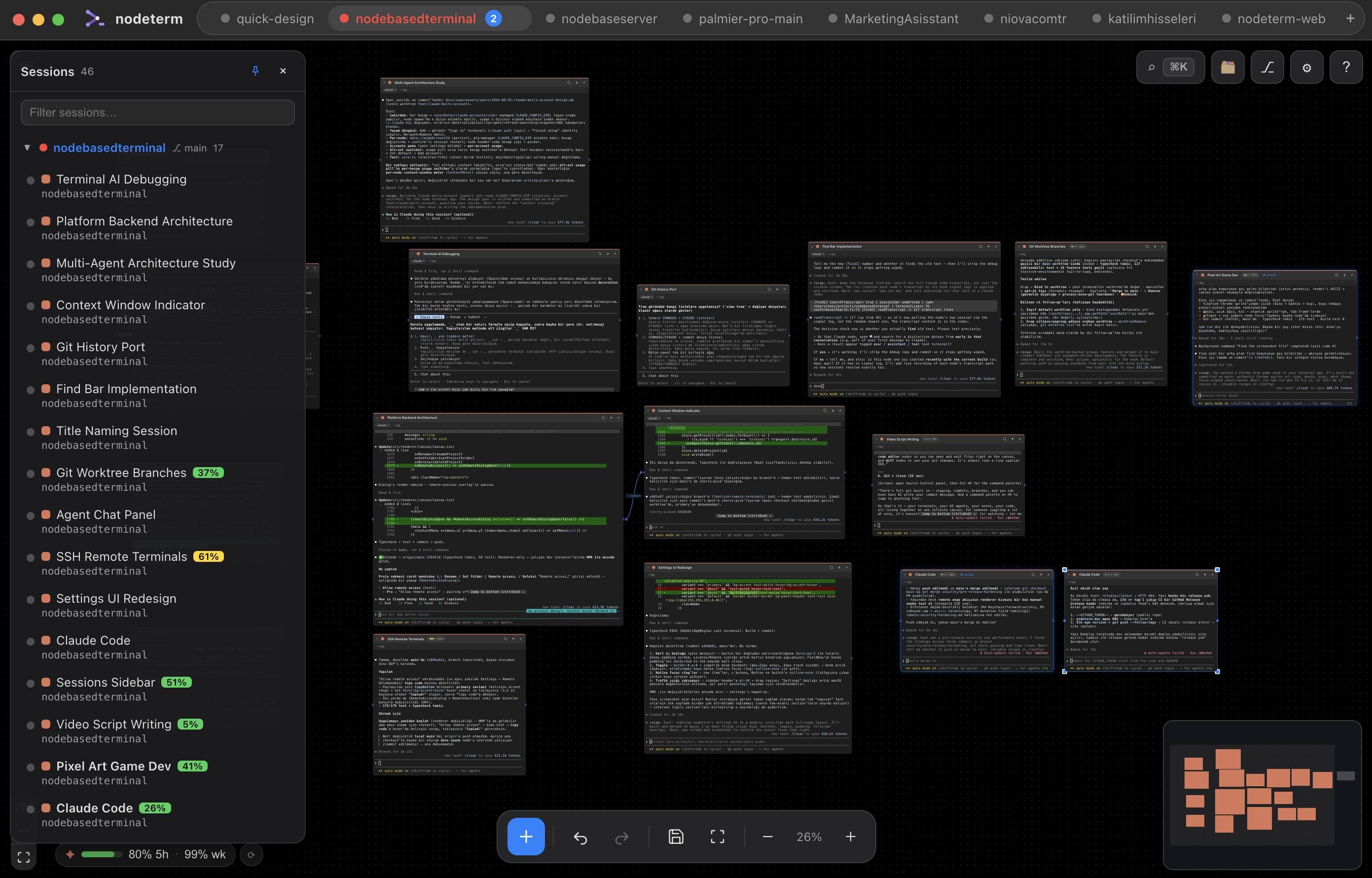 nodeterm — 终端和 coding agent 变成无限画布上的活节点